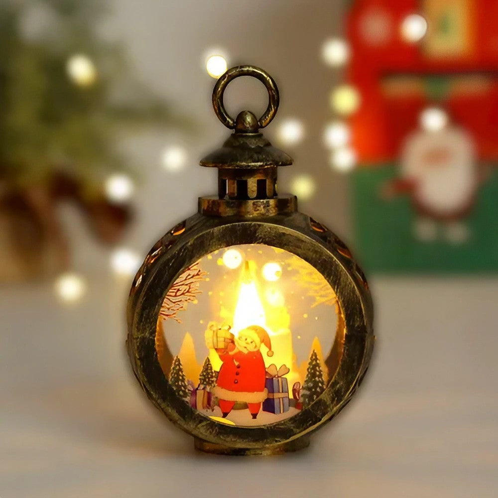 Decorațiune de Crăciun tip Felinar cu LED , 14 x 9 cm, Negru