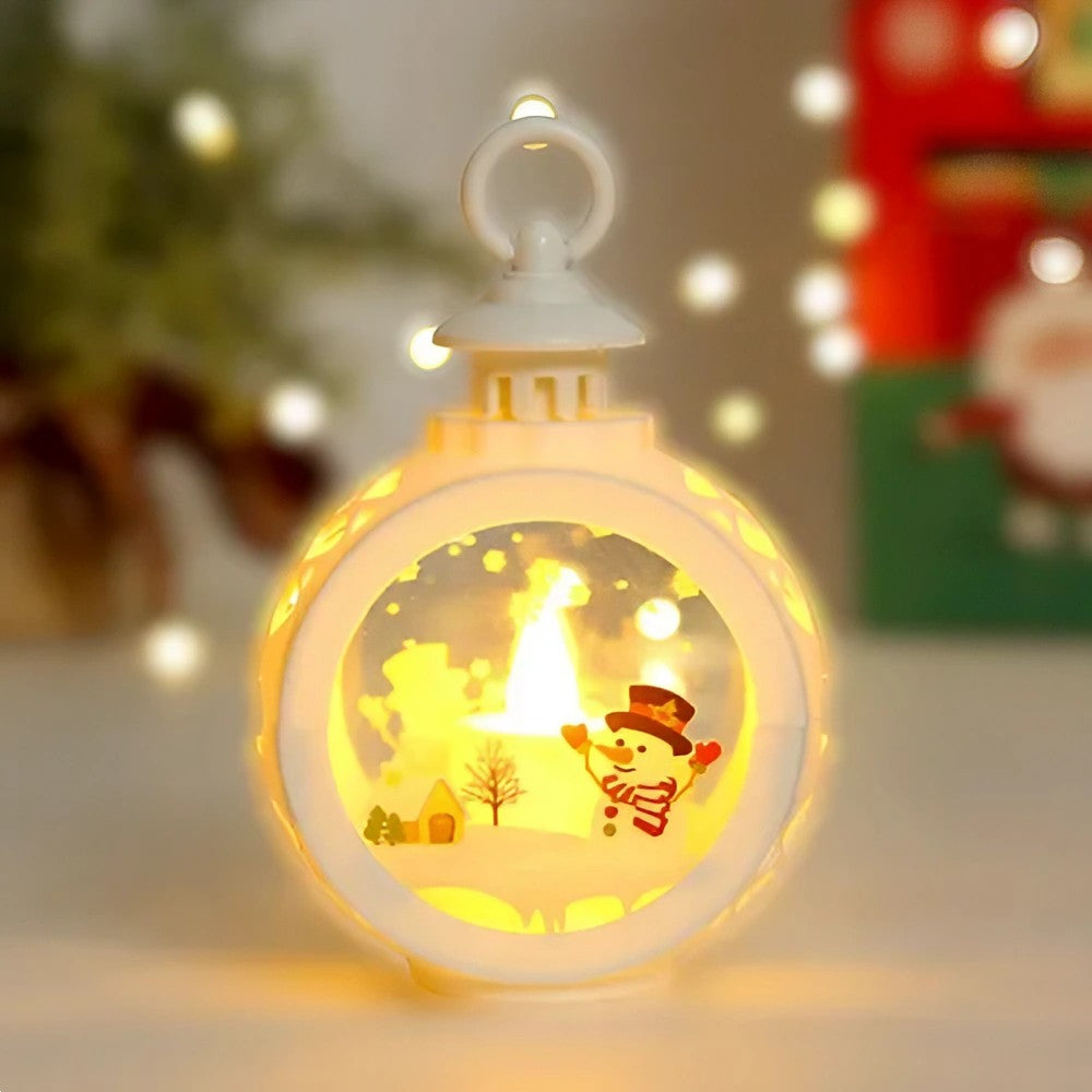 Decorațiune de Crăciun tip Felinar cu LED , 14 x 9 cm, Alb
