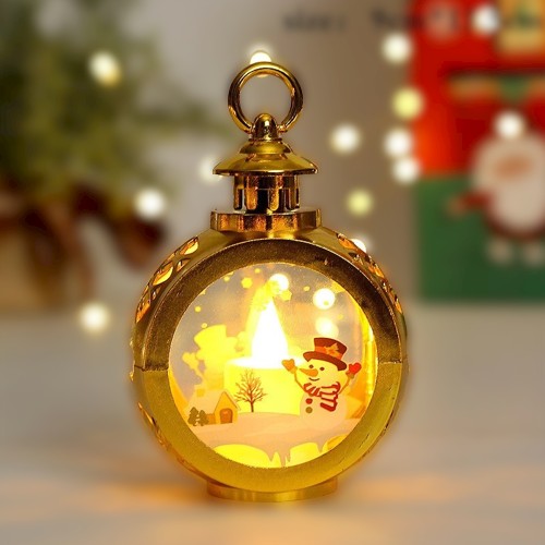 Decorațiune de Crăciun tip Felinar cu LED , 14 x 9 cm, Auriu