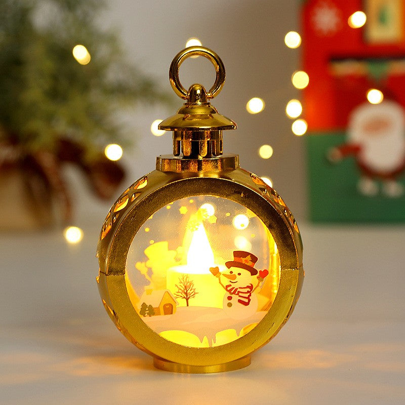 Decorațiune de Crăciun tip Felinar cu LED , 14 x 9 cm, Auriu