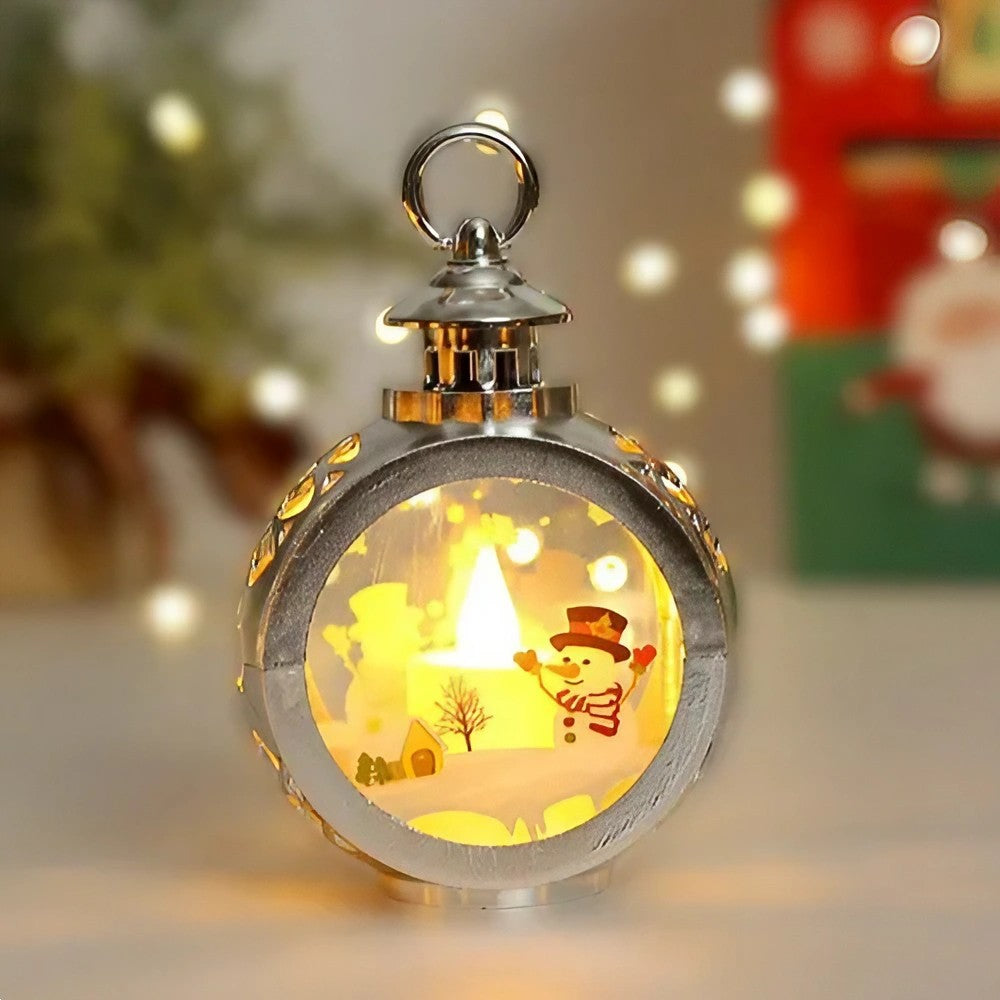 Decorațiune de Crăciun tip Felinar cu LED , 14 x 9 cm, Argintiu