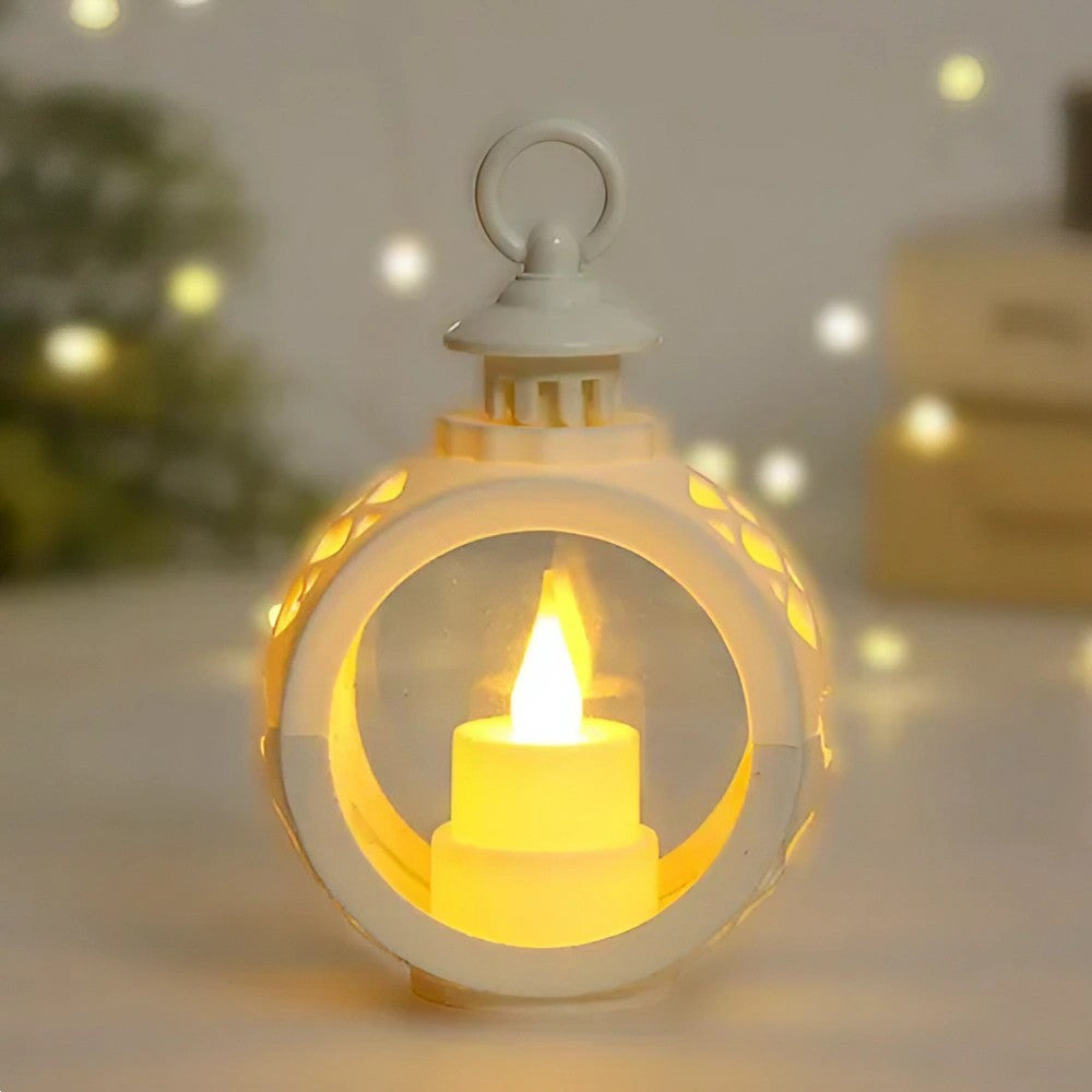 Decorațiune de Crăciun tip Felinar cu LED , 14 x 9 cm, Alb