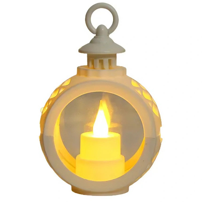 Decorațiune de Crăciun tip Felinar cu LED , 14 x 9 cm, Alb