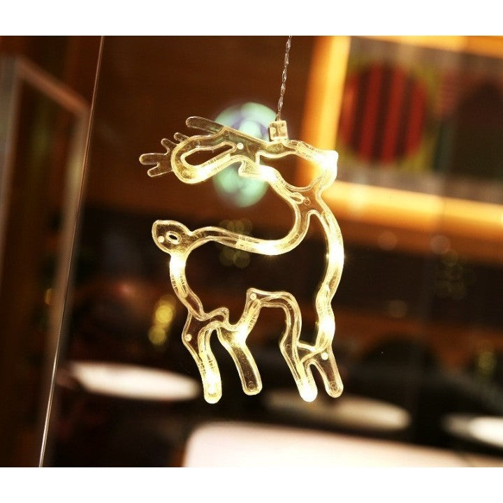 Figurina cu luminite decorative de Craciun in forma de Cerb cu ventuza pentru geam