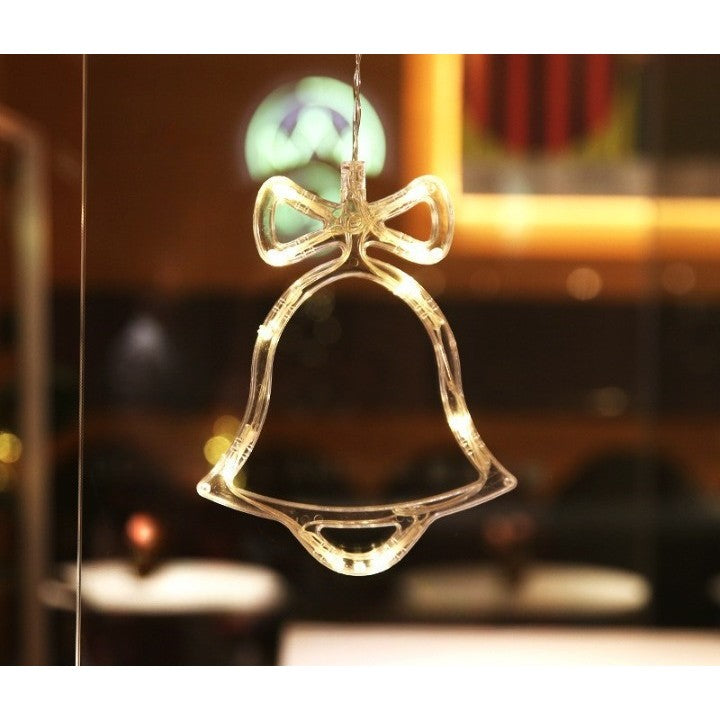 Figurina cu luminite decorative de Craciun in forma de Clopotel si ventuza pentru geam