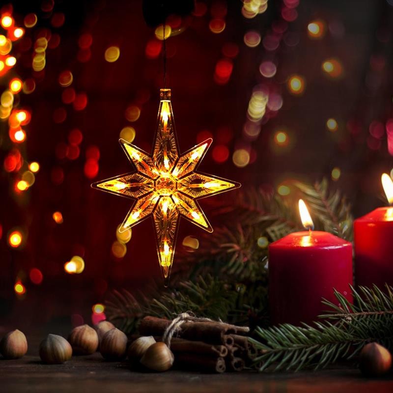 Figurina cu luminite decorative de Craciun in forma de Fulg si ventuza pentru geam