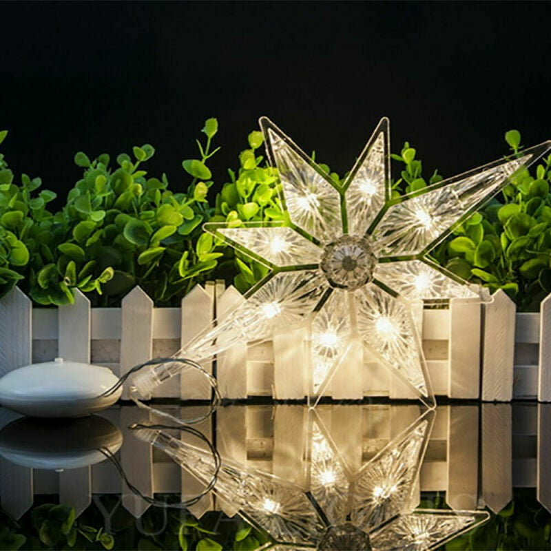 Figurina cu luminite decorative de Craciun in forma de Fulg si ventuza pentru geam