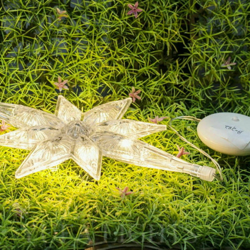 Figurina cu luminite decorative de Craciun in forma de Fulg si ventuza pentru geam