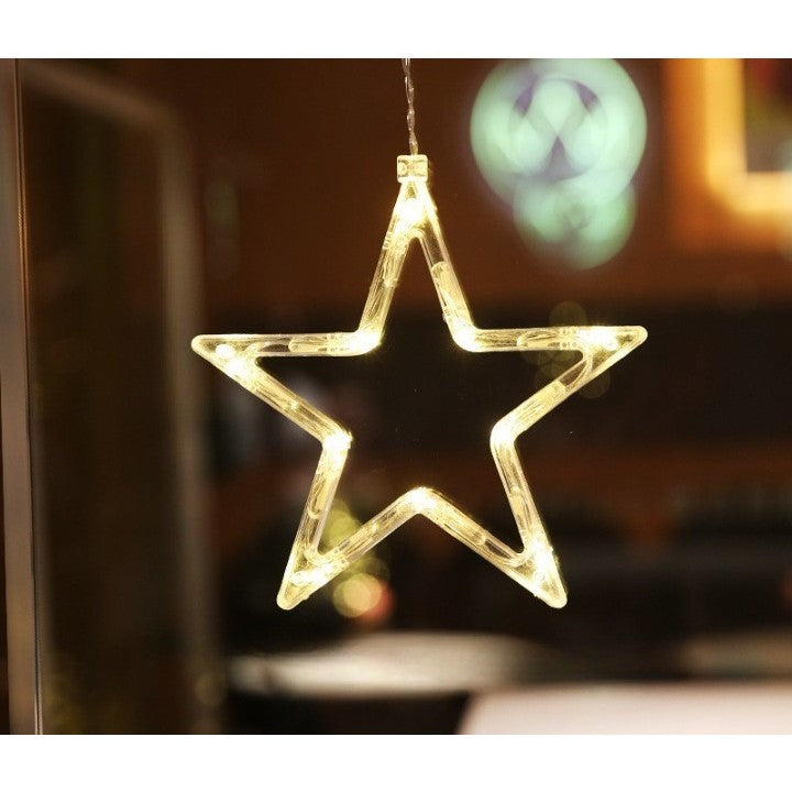 Figurina cu luminite decorative de Craciun in forma de Stea si ventuza pentru geam