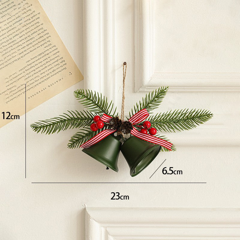 Decoratiune de Craciun pentru Brad, Model 2 Clopotei de Craciun cu Crenguta de Brad
