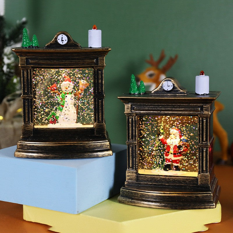 Decoratiune de Craciun tip Semineu, Model Om de Zapada, Iluminat LED, 12 cm