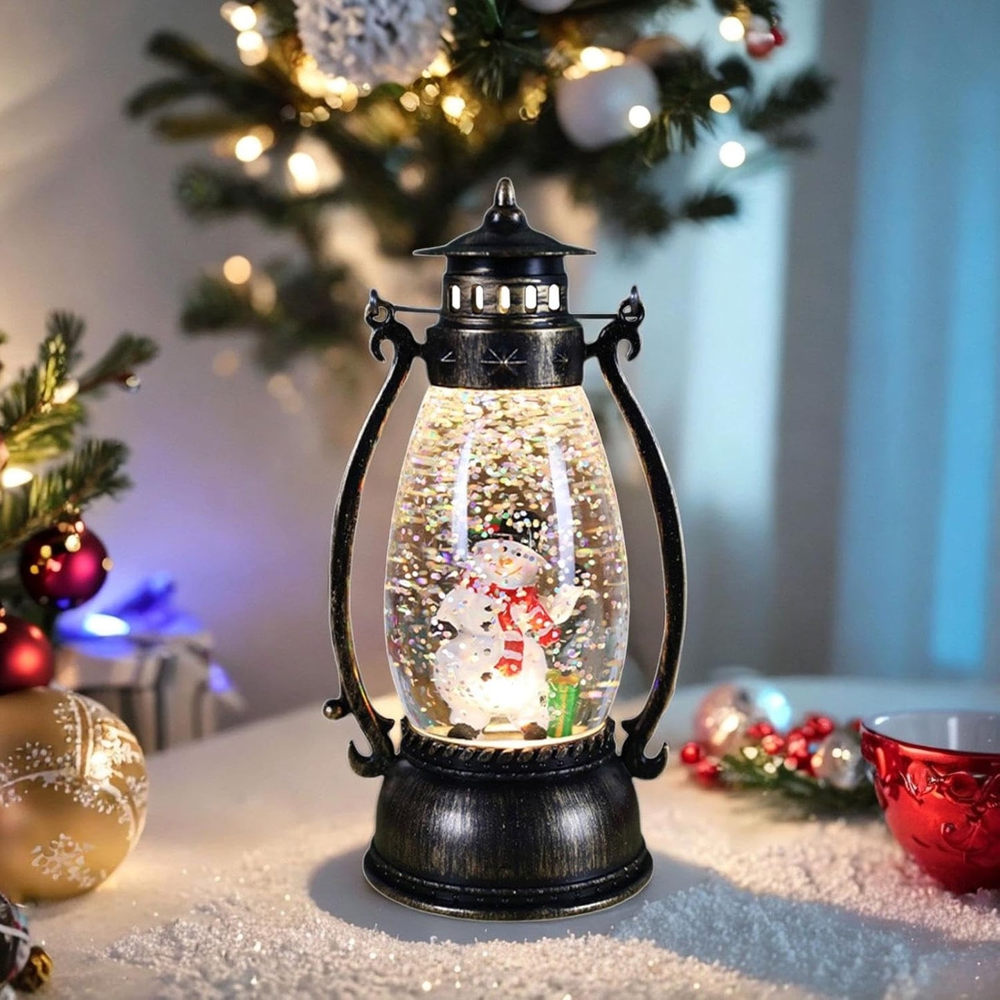 Decorațiune Luminoasă, Felinar de Crăciun cu LED, Model Lampă cu Ulei, 14cm