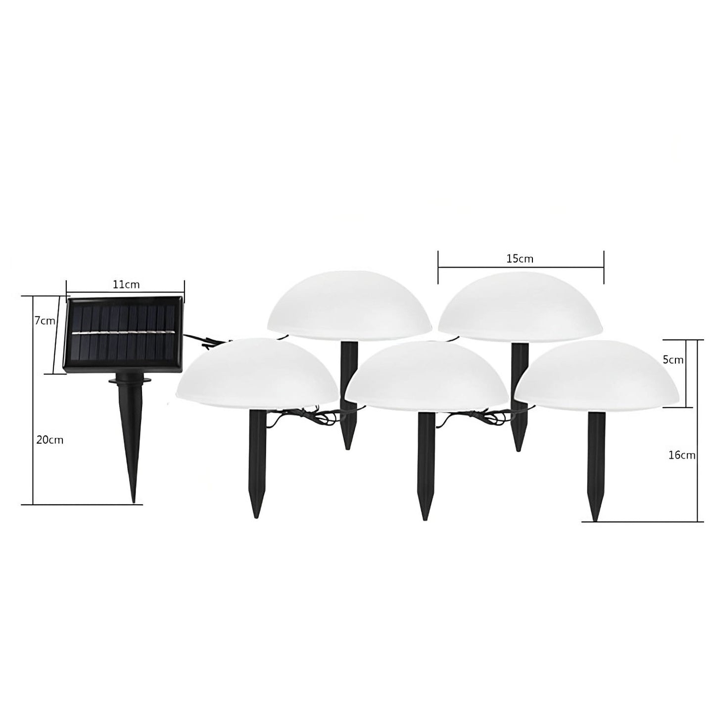 Decorațiune pentru grădină , Lampa solara in forma de ciuperca, set de 5, Lumina Alb Cald