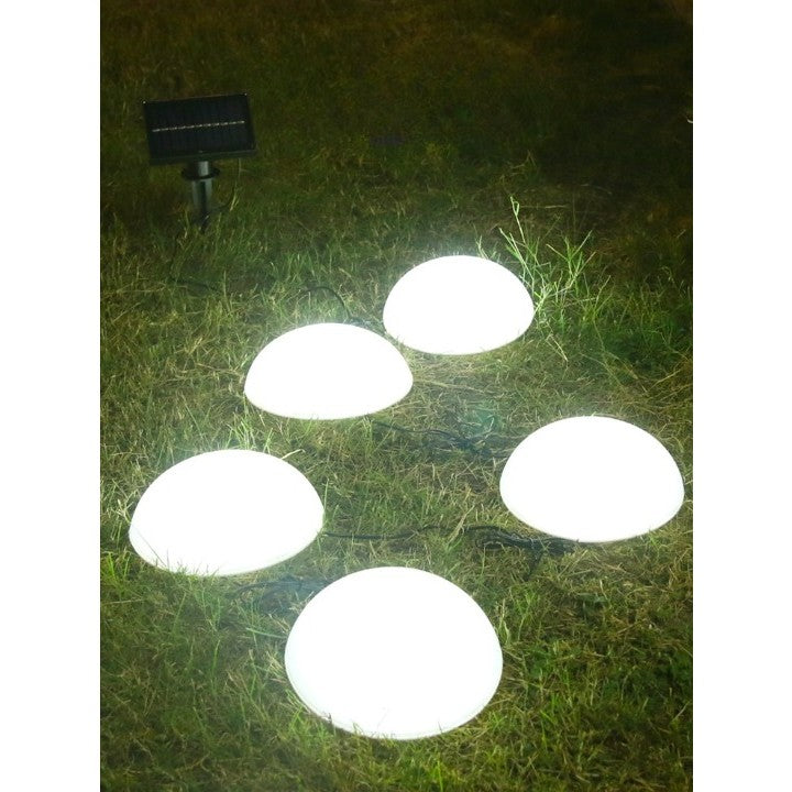 Decorațiune pentru grădină , Lampa solara in forma de ciuperca, set de 5, Lumina Alb Rece