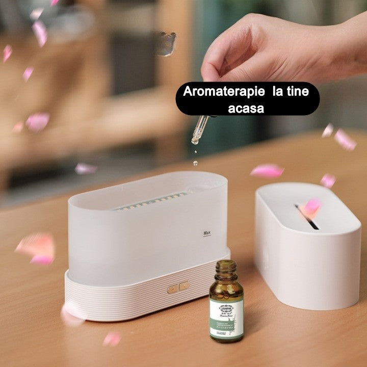 Umidificator de camera cu efect de flacăra si difuzor de aroma