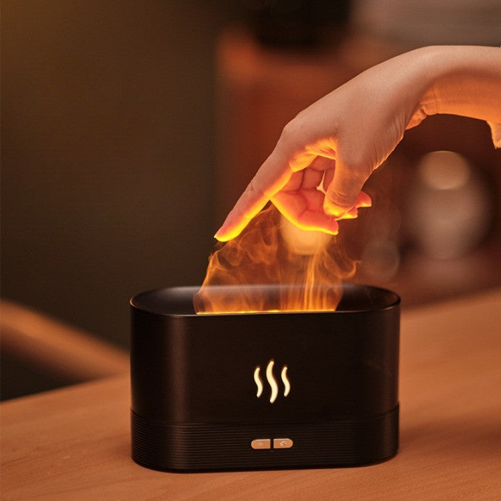 Umidificator de camera cu efect de flacăra si difuzor de aroma