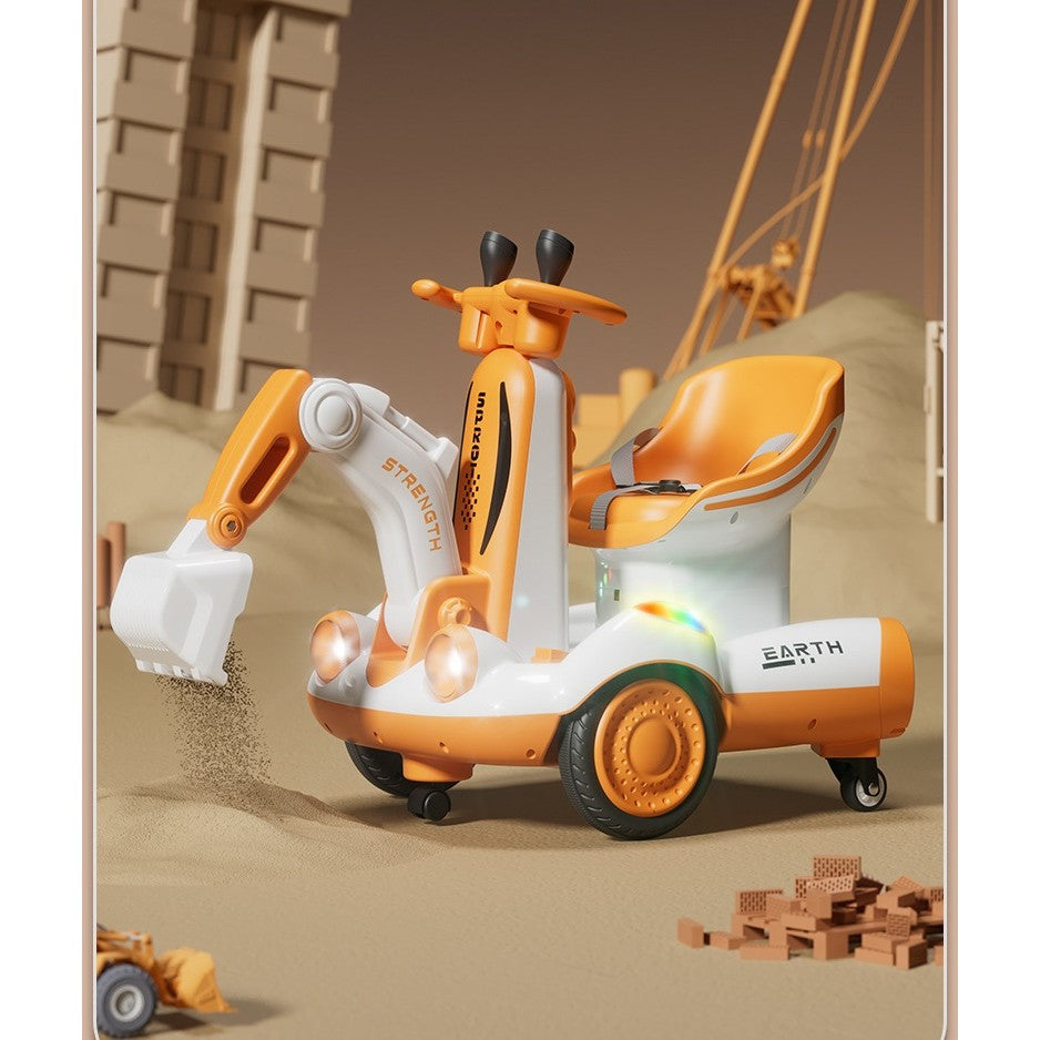 Excavator Electric pentru Copii, +2 ANI, cu Brat Controlat Electric și Telecomandă