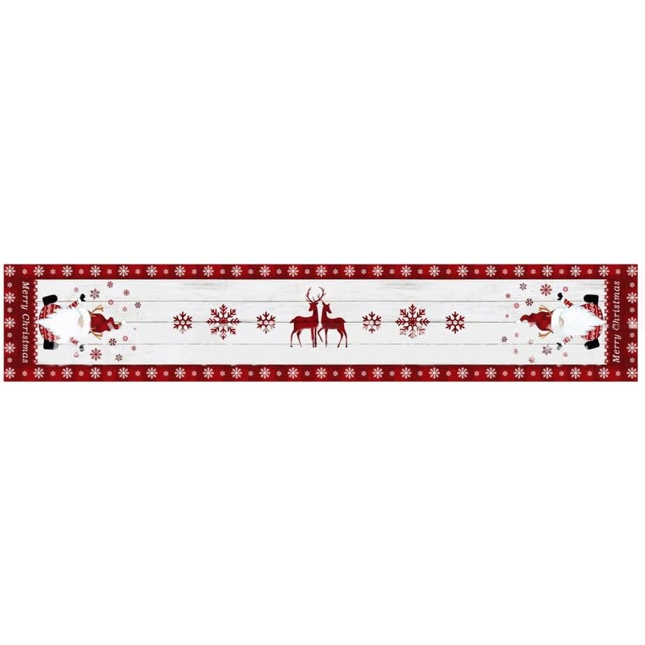 Față de Masă Crăciun, Model Elfi și Reni, din Textil, 33 x 180 cm