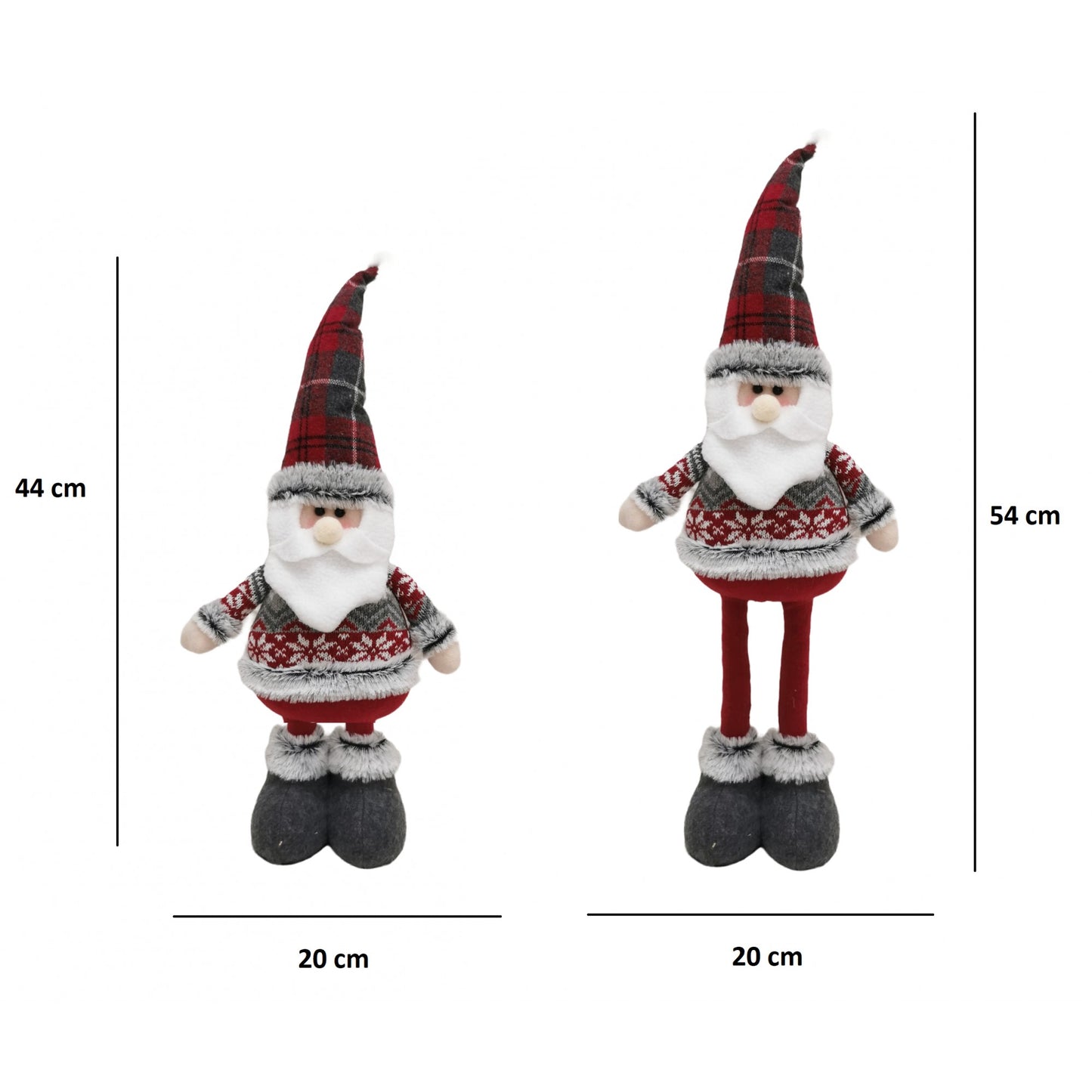 Figurina Decorativă de Crăciun - Mos Craciun cu Picioare Telescopice, 44-54 cm