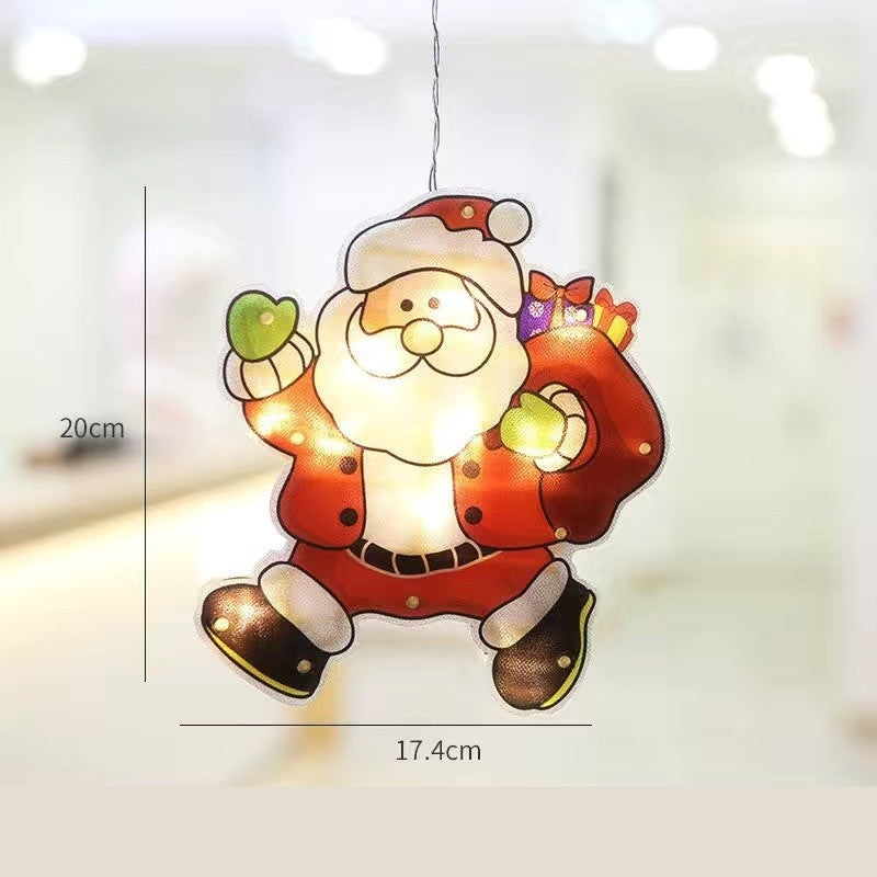 Decorațiune de Crăciun pentru fereastra model Moș Crăciun cu sac, LED, 22 cm