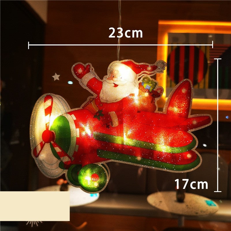 Decorațiune de Crăciun pentru Fereastra , Model Avionul Lui Moș Crăciun, 23 cm, LED