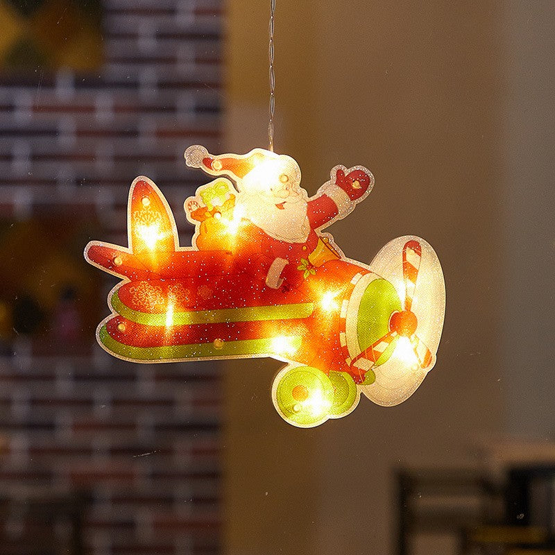Decorațiune de Crăciun pentru Fereastra , Model Avionul Lui Moș Crăciun, 23 cm, LED