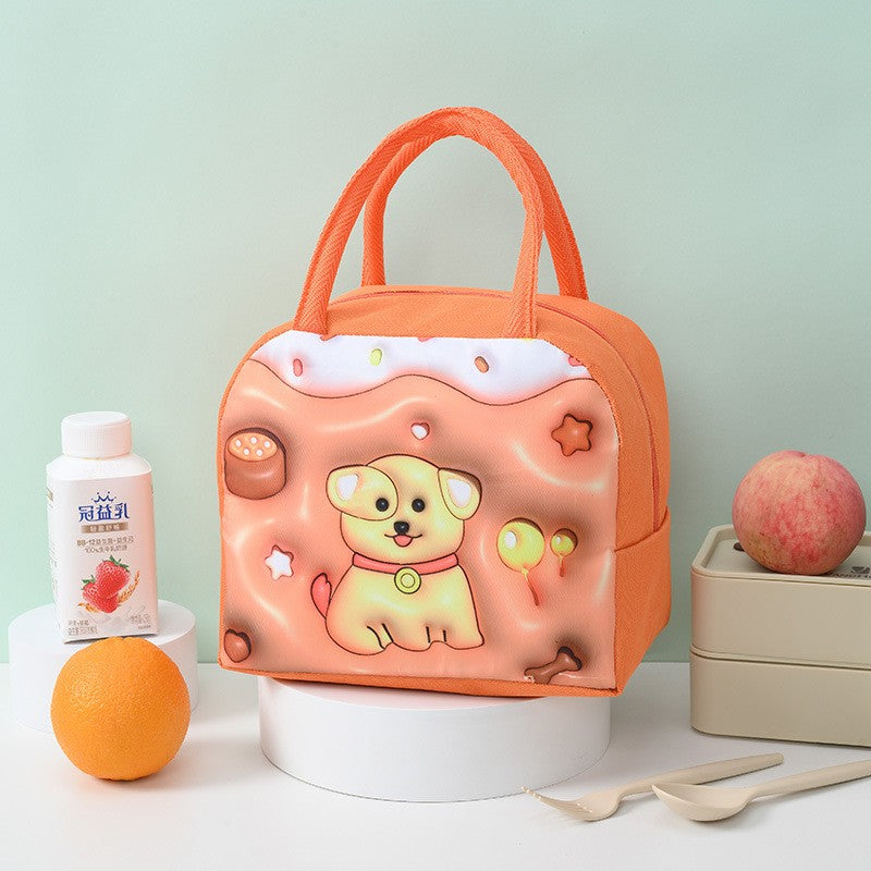 🐶 Geantă Frigorifică Copii MaisonElise, Model Cățeluș Maro 3D, 23x13x19 cm, Termoizolată, Pânză Oxford, Prânz & Picnic, Portabilă pentru Grădiniță și Școală