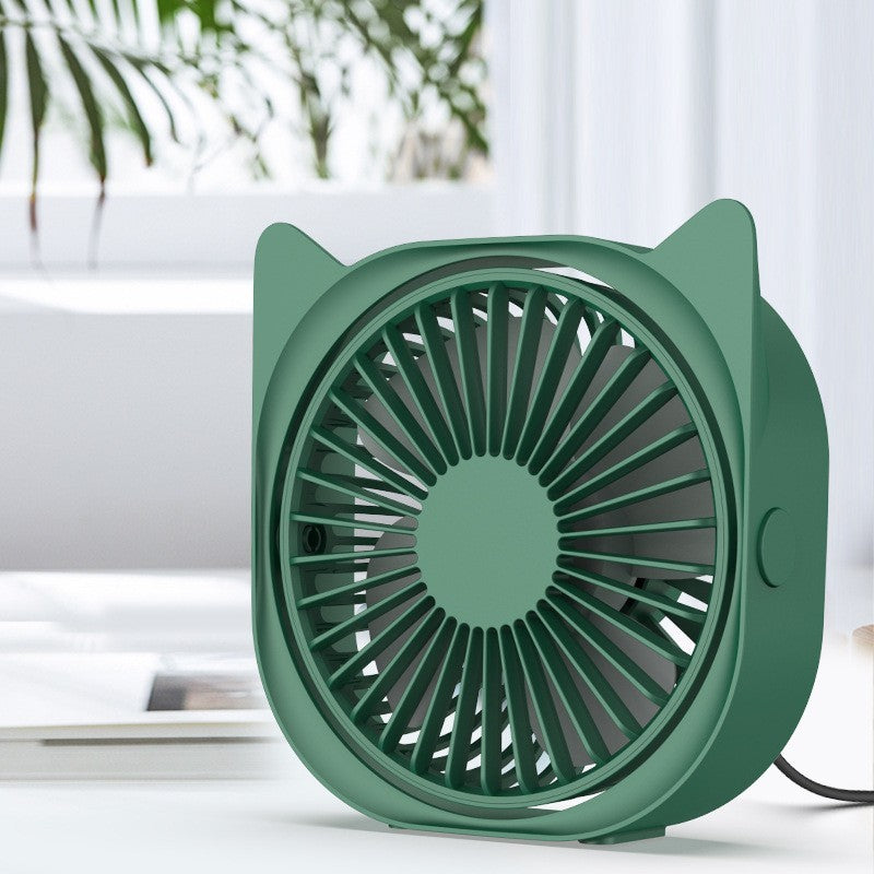 🌿 Mini Ventilator MaisonElise cu USB, Rotire 360°, 3 Viteze, Ultra Silențios, Design Urechi Pisică, 13.5 x 12.8 cm, Verde Mentă