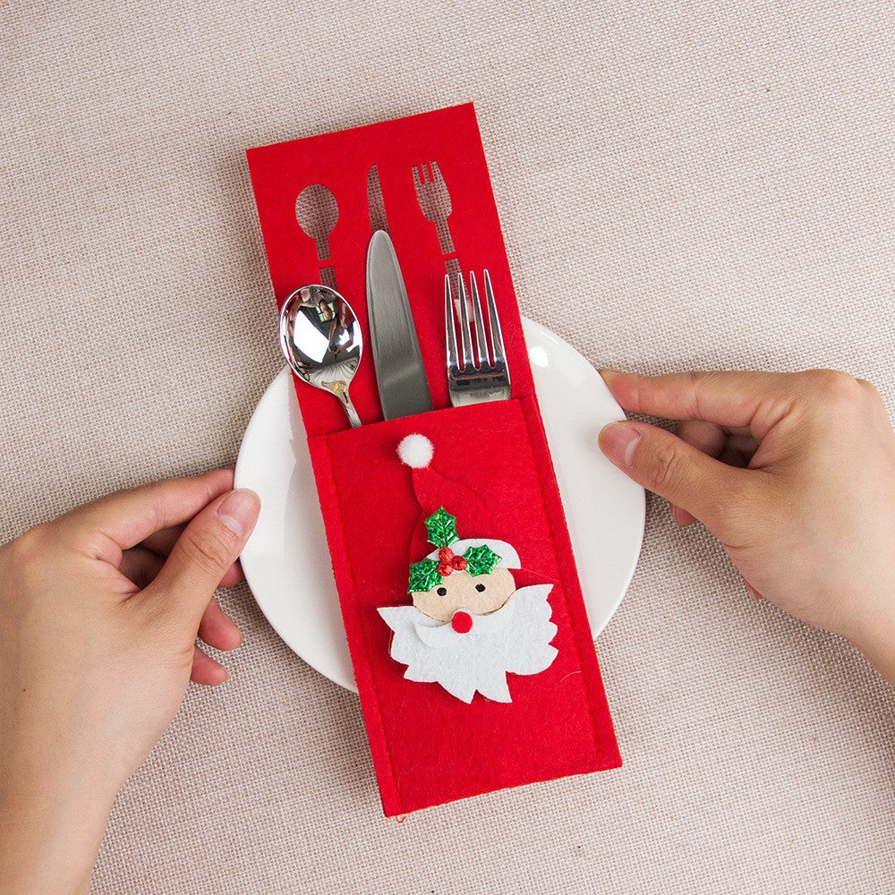 Husa Decorativă pentru Set Tacâmuri , Model Moș Crăciun