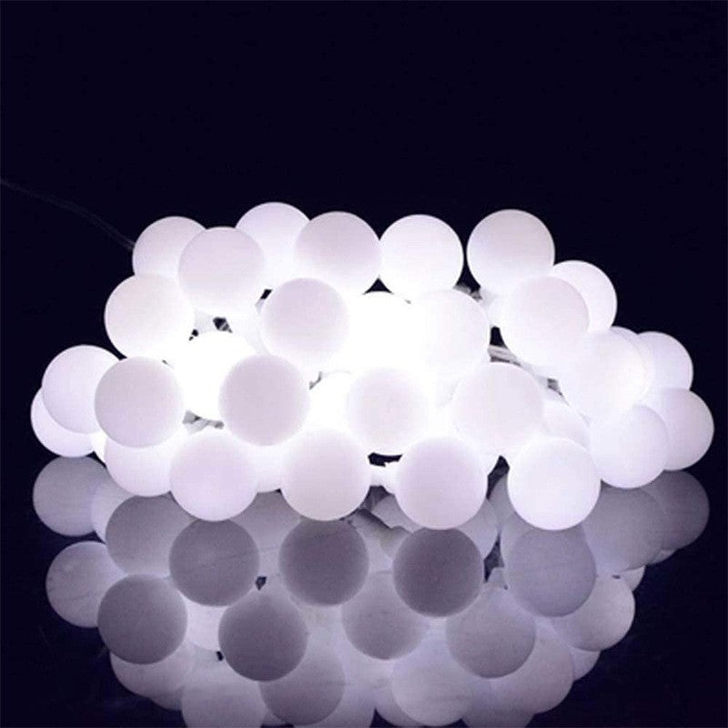 Instalatie de Craciun Solara, 12 m, 100 de LED-uri cu ornament tip Bulb, 8 jocuri de lumini, Lumina Alb Rece
