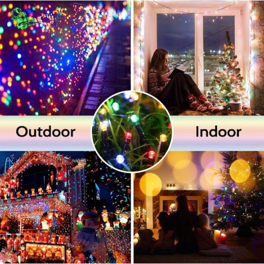 Instalație de Crăciun Solara, 32 metri, 300LED-uri, 8 jocuri de lumini, Lumina Multicolora
