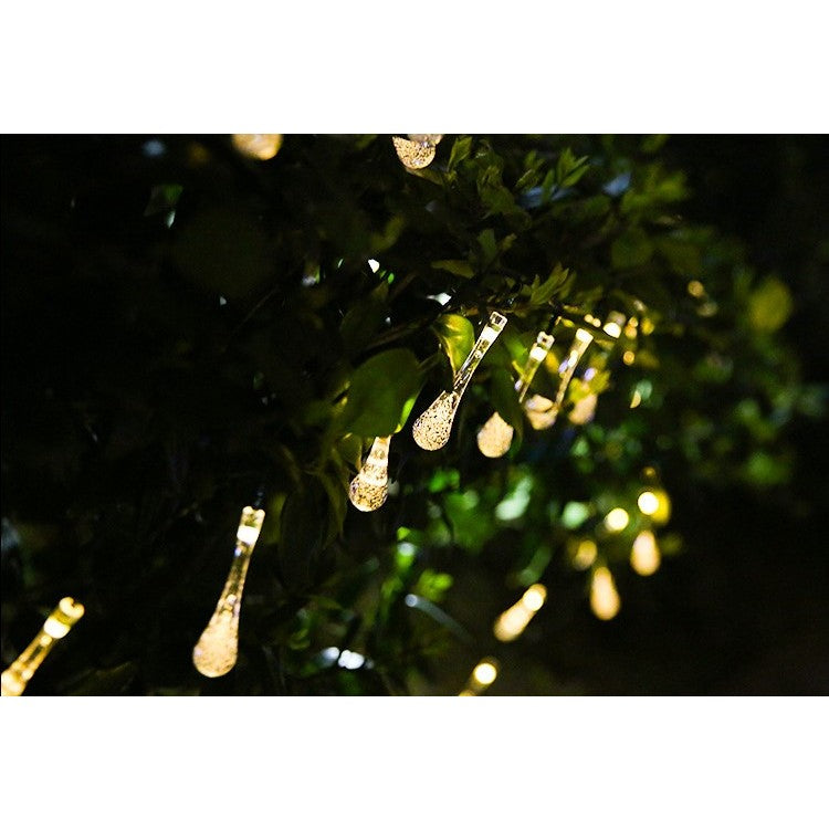 Instalație Solara, 5 m , 20 LED-uri Ornament tip picatura de apa , Lumina Alb Cald