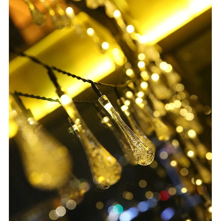 Instalație Solara, 5 m , 20 LED-uri Ornament tip picatura de apa , Lumina Alb Cald