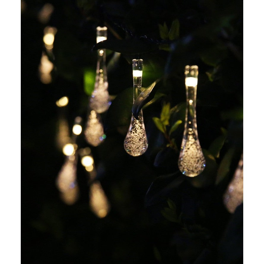 Instalație Solara, 5 m , 20 LED-uri Ornament tip picatura de apa , Lumina Alb Cald