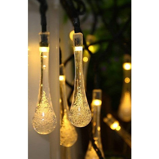 Instalație Solara, 5 m , 20 LED-uri Ornament tip picatura de apa , Lumina Alb Cald