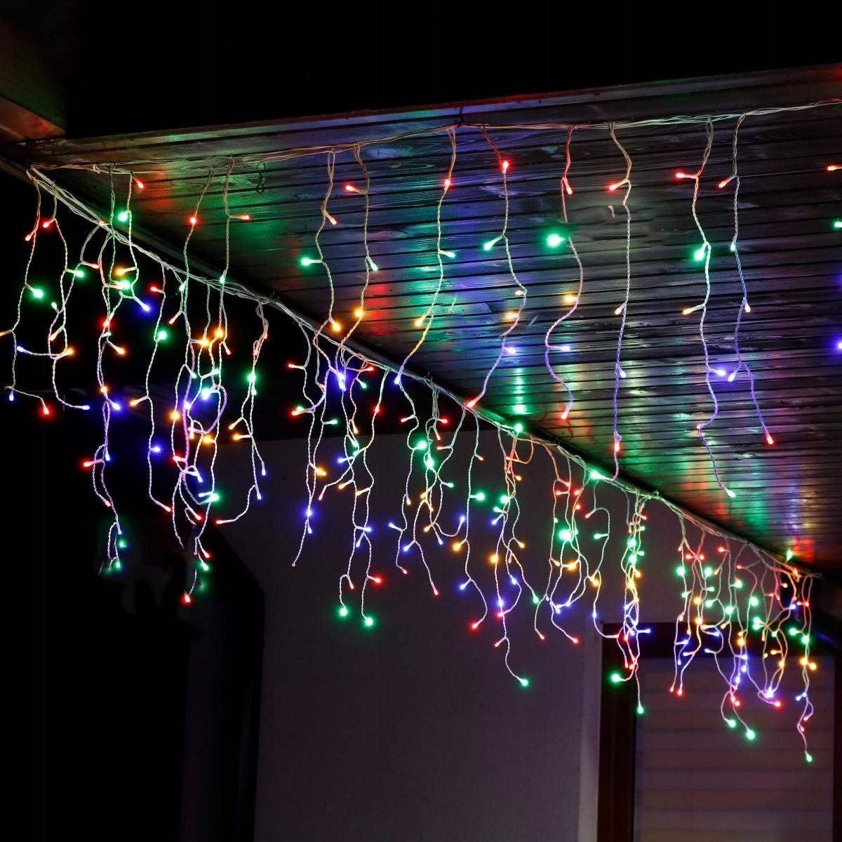 Instalație de Crăciun tip Franjuri/Turturi 7m , 200 LED-uri, 8 jocuri de lumini, INTERCONECTABILA, Lumina Multicolora