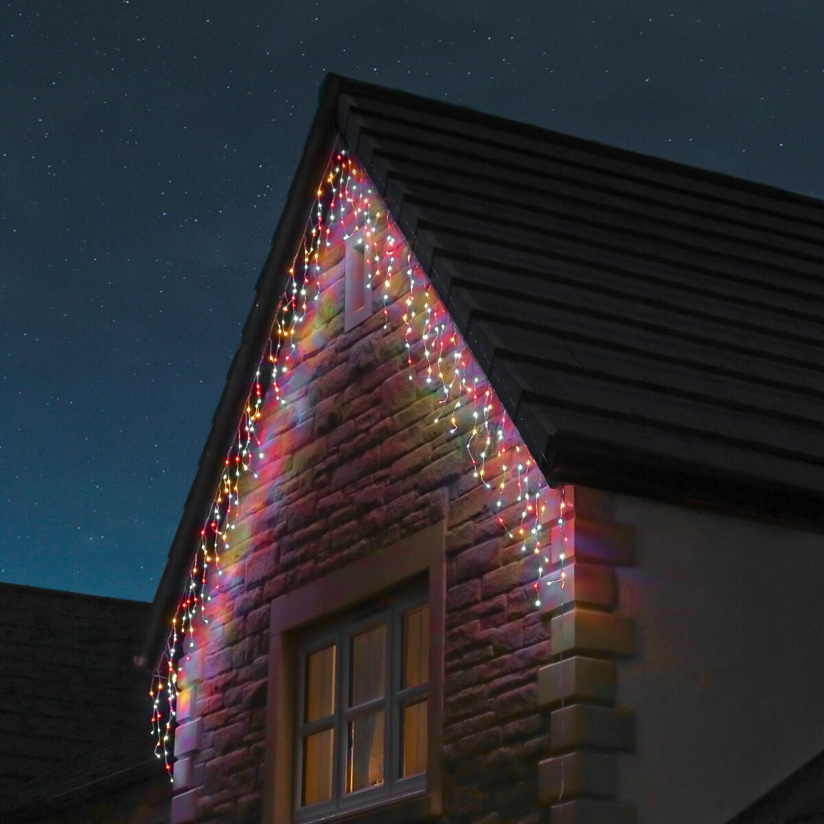 Instalație de Crăciun tip Franjuri/Turturi 4m , 120 LED-uri, 8 jocuri de lumini, INTERCONECTABILA, Lumina Multicolora