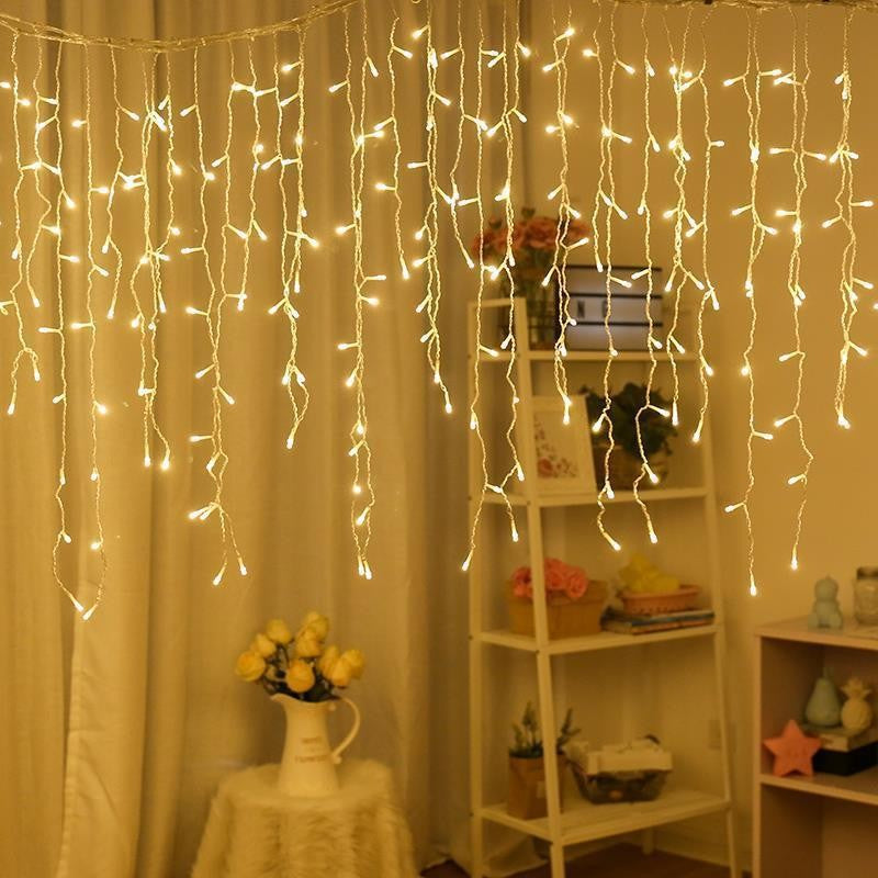 Instalație de Crăciun tip Franjuri/Turturi 4m , 120 LED-uri, 8 jocuri de lumini, INTERCONECTABILA, Lumina Alb Cald