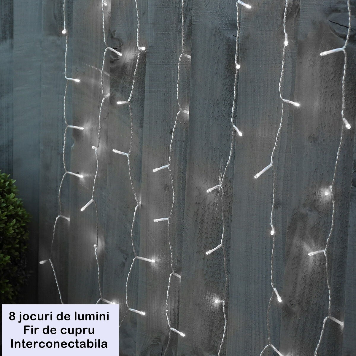 Instalație de Crăciun tip Perdea 2m x 1m , 120 LED-uri, 8 jocuri de lumini, INTERCONECTABILA, Lumina Alb Rece