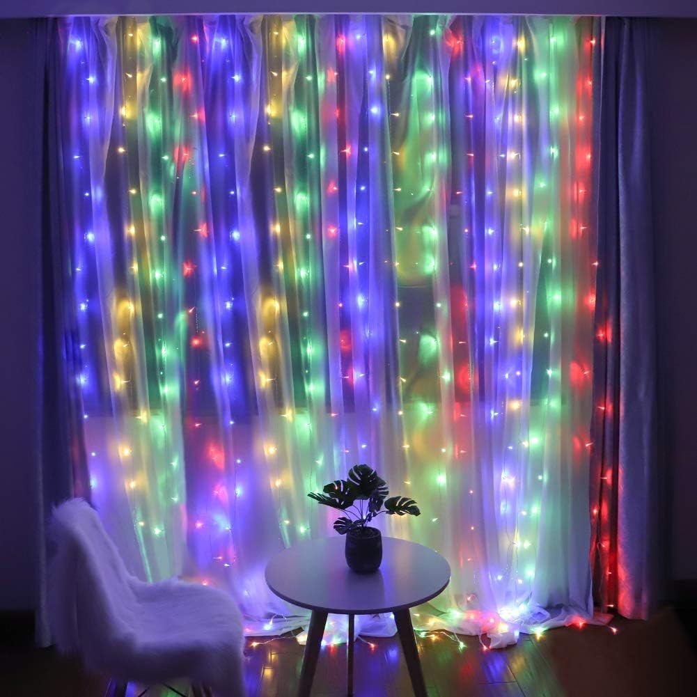 Instalație de Crăciun tip Perdea 3m x 3m, 320 LED-uri, 8 jocuri de lumini, INTERCONECTABILA, Lumina Multicolora