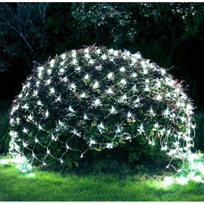 Instalație de Crăciun tip Plasa, 1.2m x1.2m, 80 LED-uri, 8 jocuri de lumini, interconectabila, Lumina Alb Rece