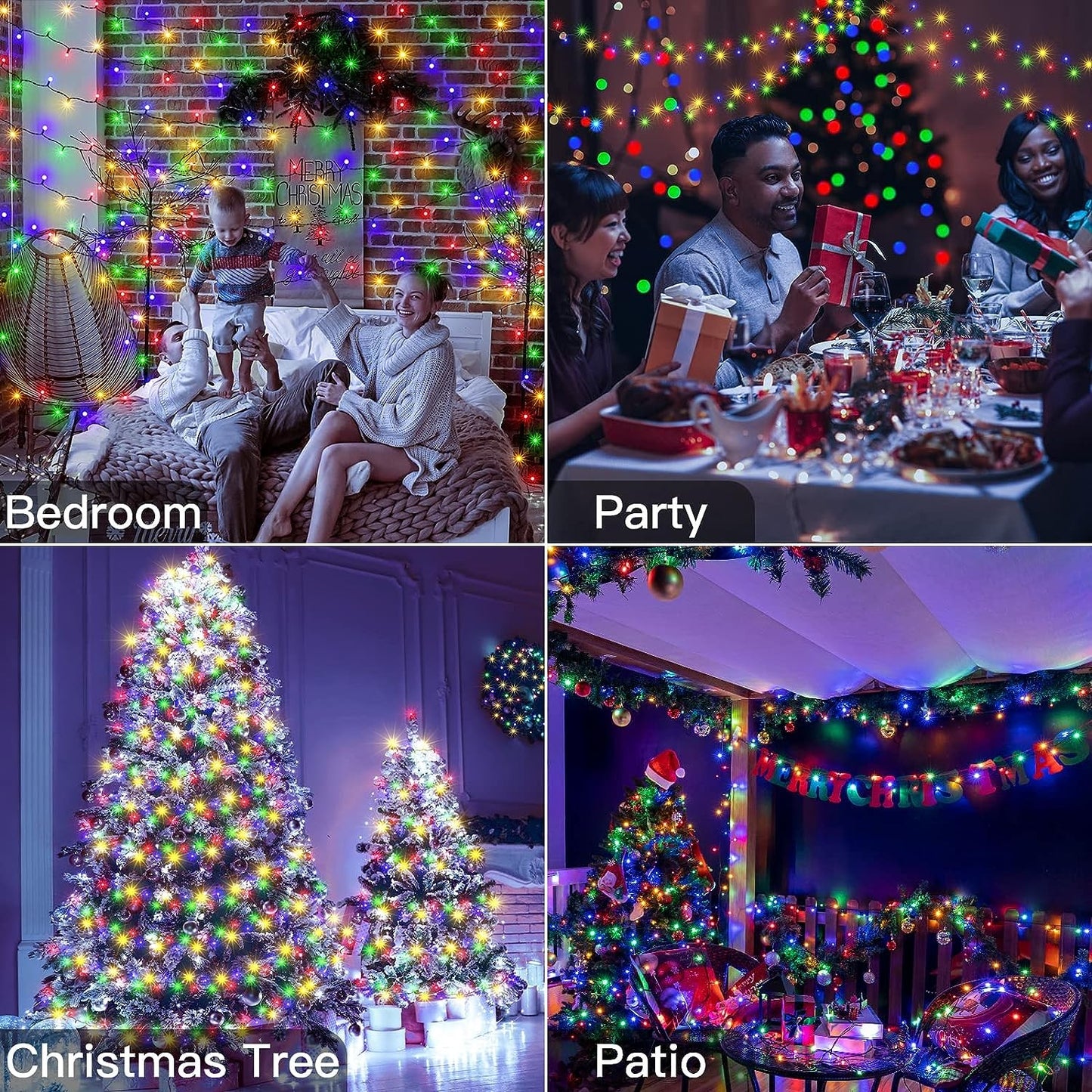 Instalație de Crăciun Liniara 16 m, 200 LED, 8 jocuri de lumini, beculeț in 6 colțuri, Lumina Multicolora