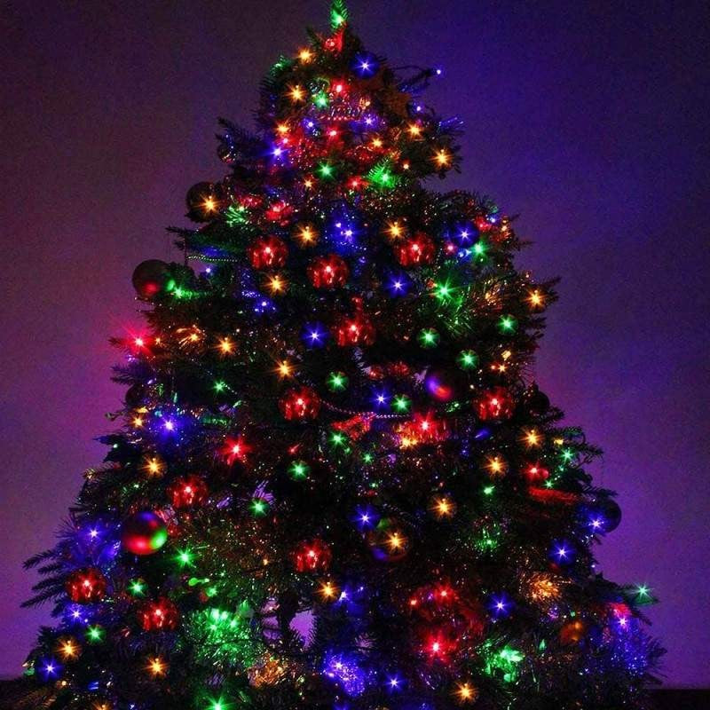 Instalație de Crăciun Liniara 16 m, 200 LED, 8 jocuri de lumini, beculeț in 6 colțuri, Lumina Multicolora