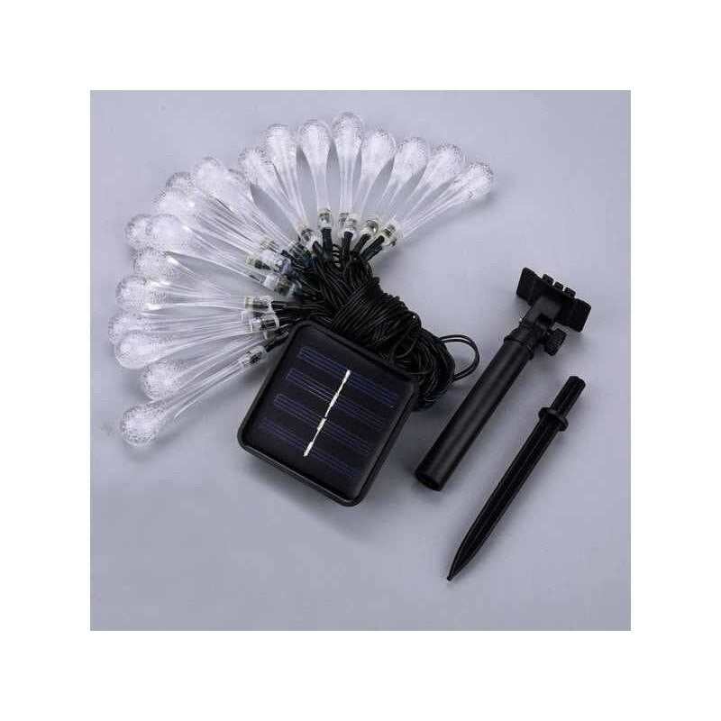 Instalație Solara, 6 m , 28 LED-uri Ornament tip picatura de apa , Lumina Alb Rece