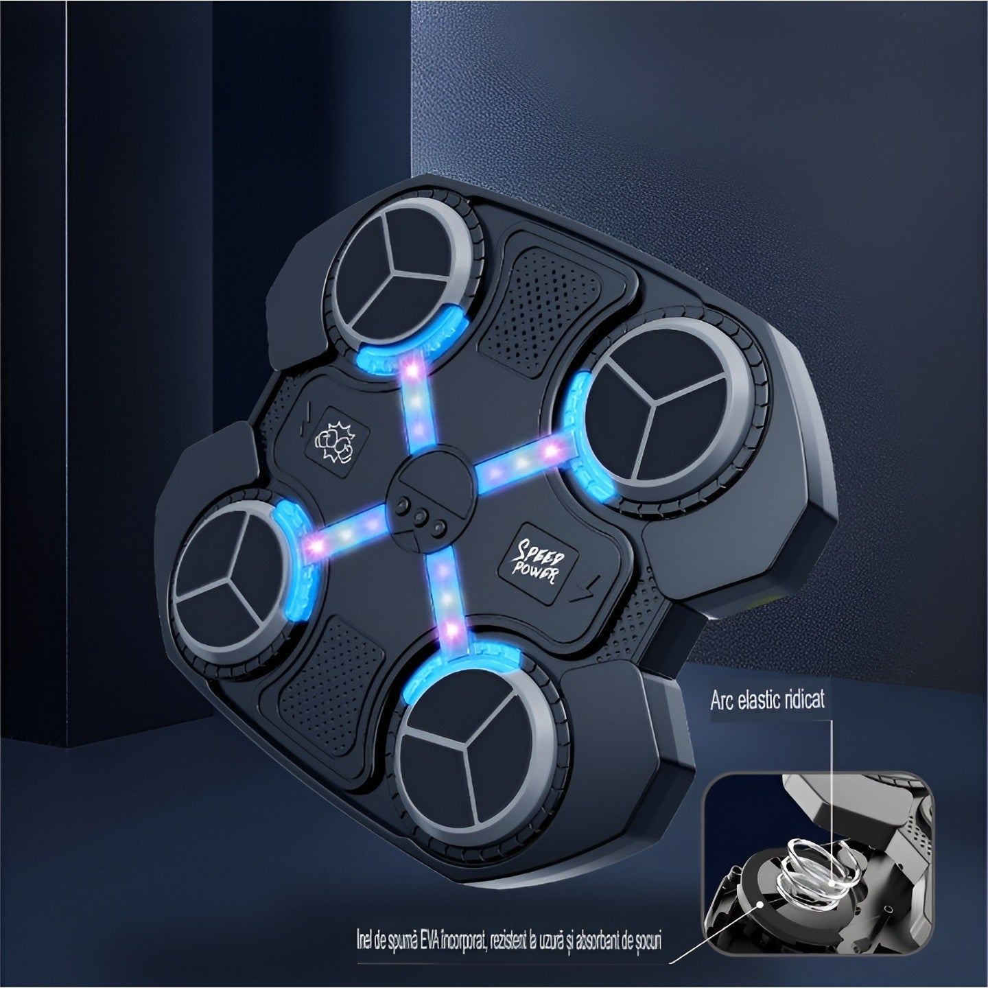 Jucărie de Boxat 4 TINTE cu Muzica si Lumini, Bluetooth, încărcare usb, 32x28x7cm 930 grame - MANUSI INCLUSE