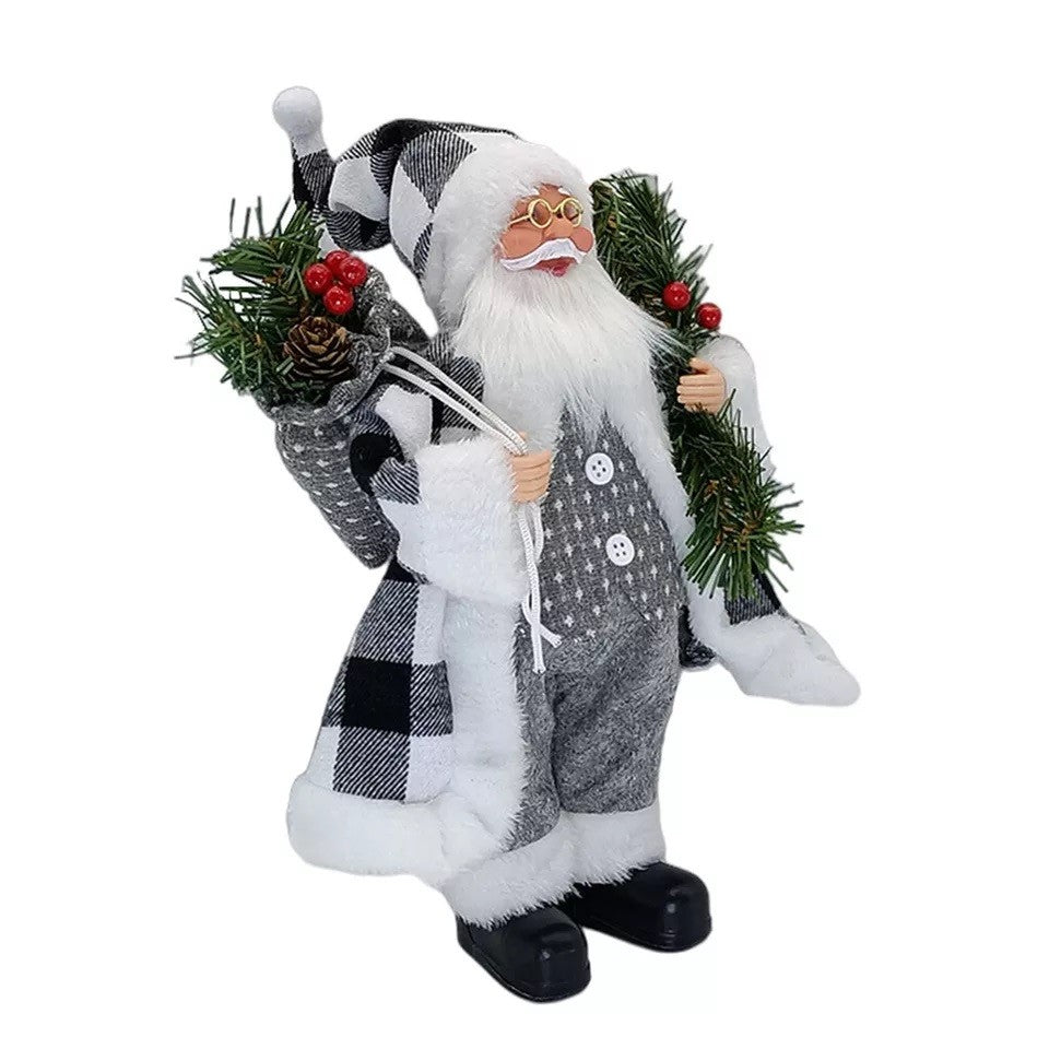 Figurină Decorativă Crăciun, Moș Crăciun cu Crenguță de Brad