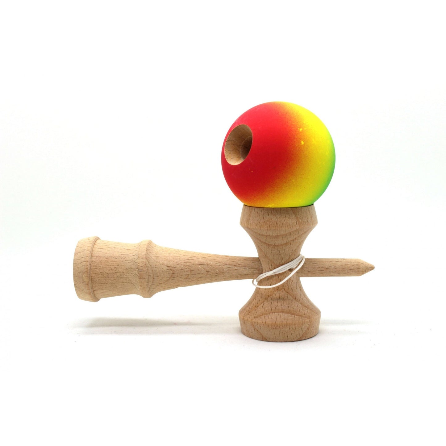 Jucărie KENDAMA din Lemn, 18 cm Gradient Roșu-Galben-Albastru