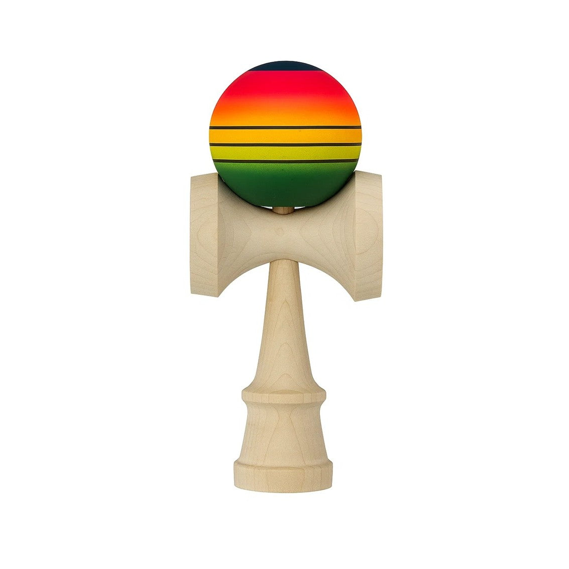 Jucărie KENDAMA din Lemn, 18 cm Model Roșu-Galben-Verde