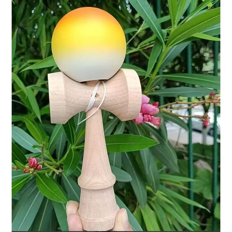 Jucărie KENDAMA din Lemn, 18 cm Gradient Portocaliu-Galben-Alb