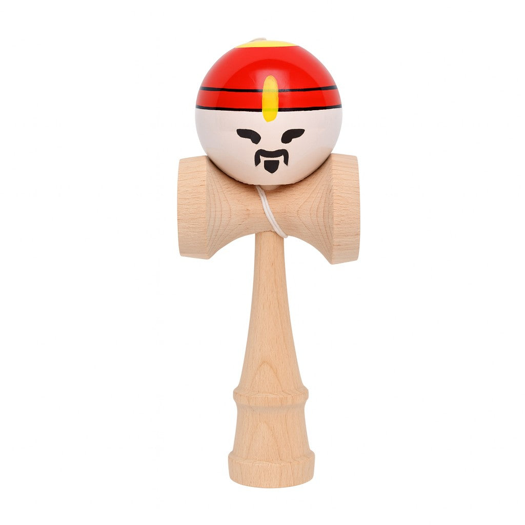 Jucărie KENDAMA Rege din Lemn, 18 cm Model Roșu-Alb
